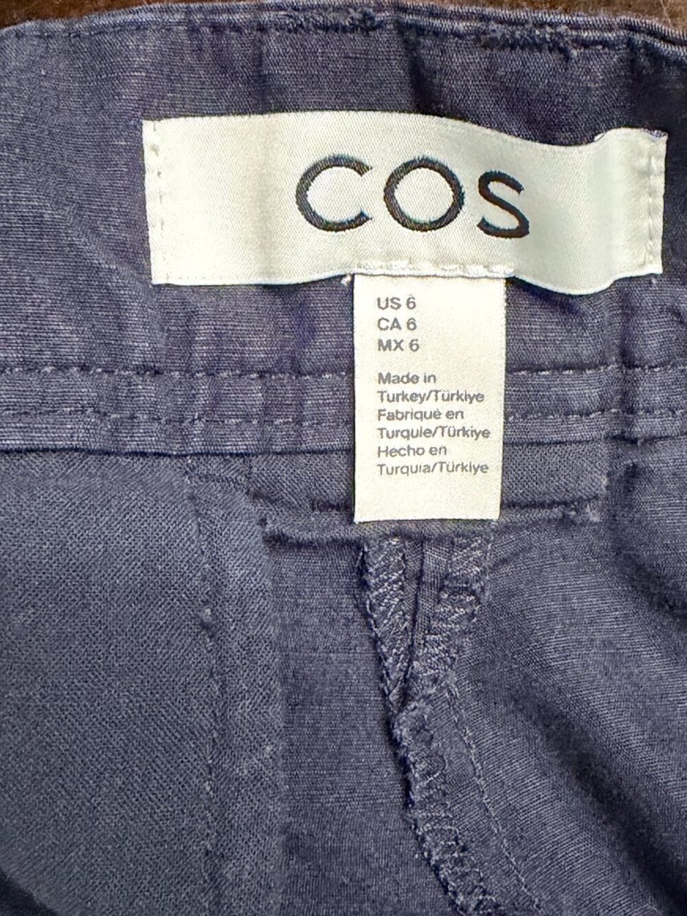 COS Navy Linen Cotton RelaxedTrousers Pants US 6 - Picture 4 of 6